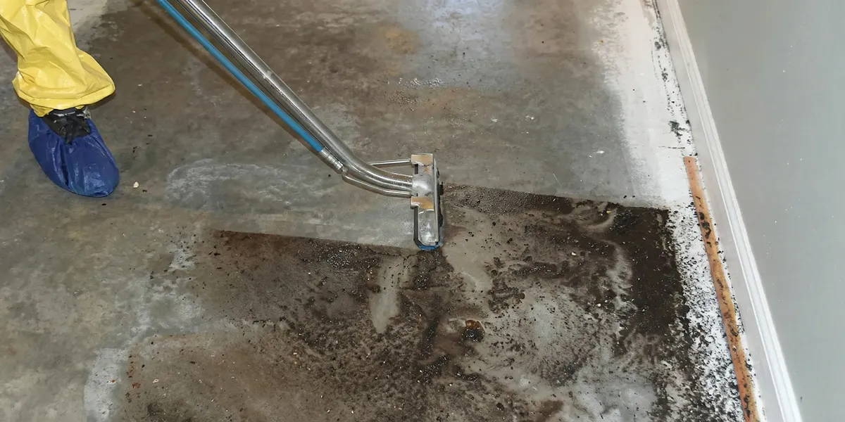 sewage removal technicians extracting contaminated wastewater from a residential floor in Boise, ID